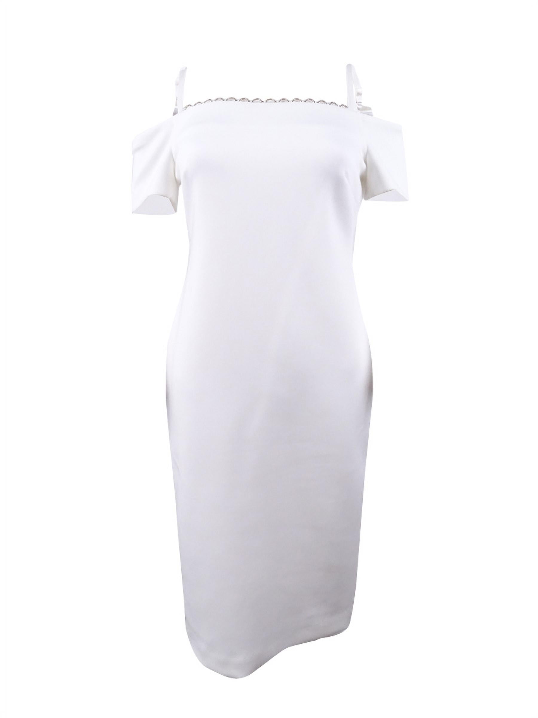 Buy Calvin Klein women embellished off the shoulder scuba dress