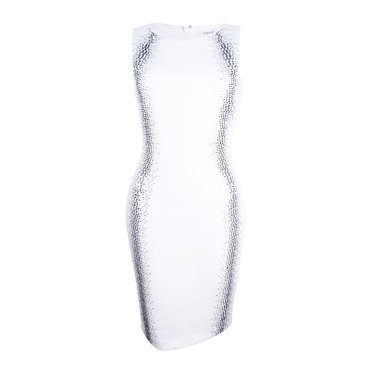 Calvin Klein Women's Embellished Scuba Sheath Dress (8, Cream)