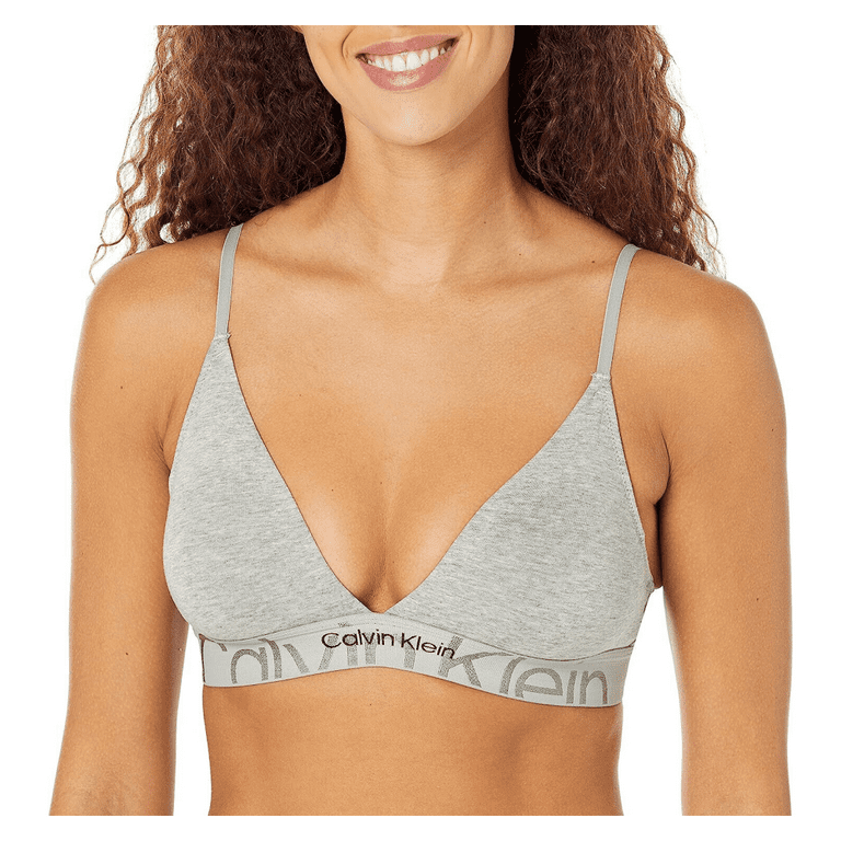 Calvin Klein Women's Embossed Icon Lightly Lined Triangle Wireless Bralette,  Black, Medium at  Women's Clothing store
