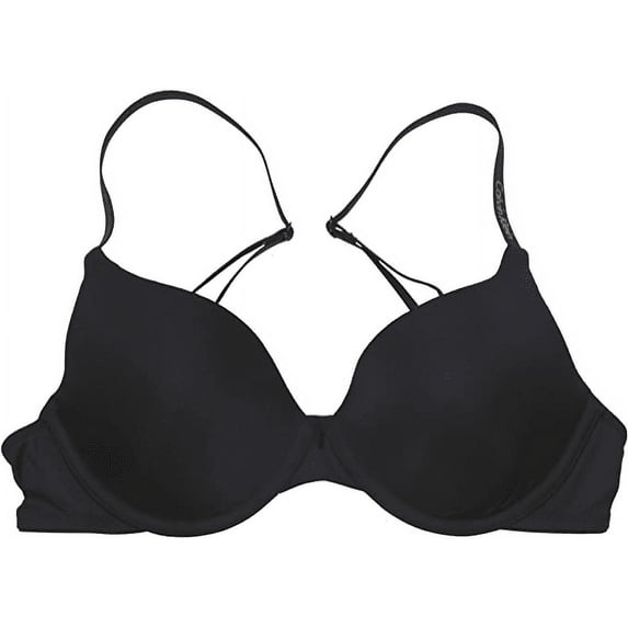 Calvin Klein Women's Essence Push Up Underwire Plunge Bra, Black, 32C