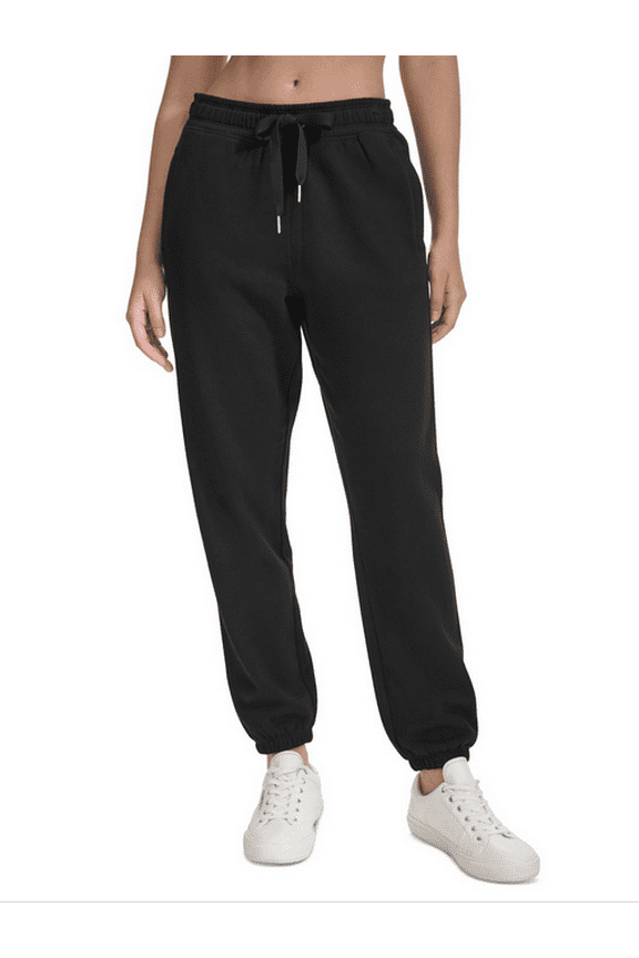 Women's Fleece High Waist Drawstring Sweatpants - Black