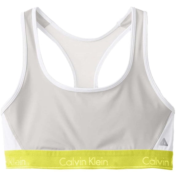 Calvin Klein Women's Flex Motion Racerback Sports Bra, Gray \ Lime,S - US