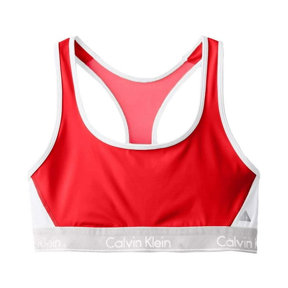 Calvin Klein Women's Flex Motion Racerback Sports Bra, Red \ White,S - US