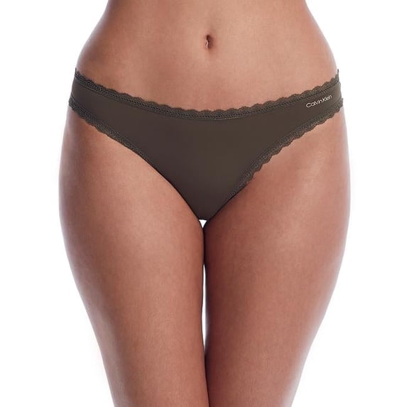 Calvin Klein Women's Flirty Thong - Muted Pine, Size Large