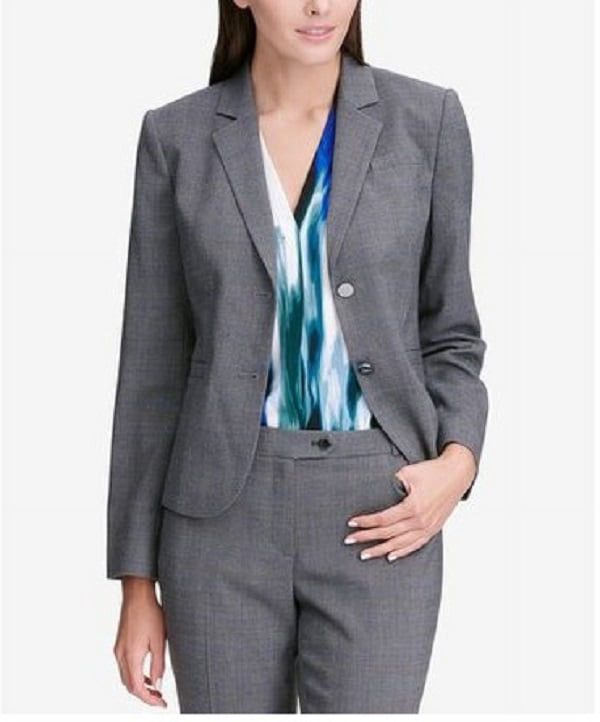 Calvin Klein Women's Glen Plaid Two-Button Jacket Silver Size 6 - image 1 of 3