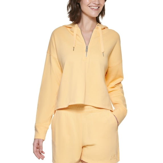 Calvin Klein Women's Half Zip Hoodie Yellow Size Small