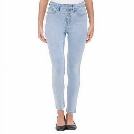 Calvin Klein Women's High Rise Exposed Button Jeans, Glacier 10 - NEW