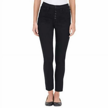 Calvin Klein Women's High Rise Exposed Button Jeans, Jet Black 10/27 - NEW