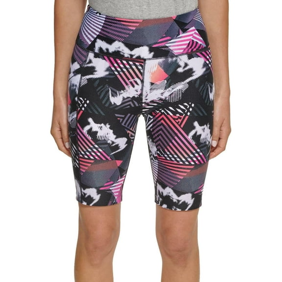 Calvin Klein Women's High Rise Fashion Print Bike Short (Geo Shift Berry, XS)