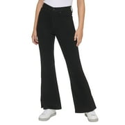 Calvin Klein Womens High-Rise Flared Slit-Hem Jeans Blue B4HP 27,Black,Regular