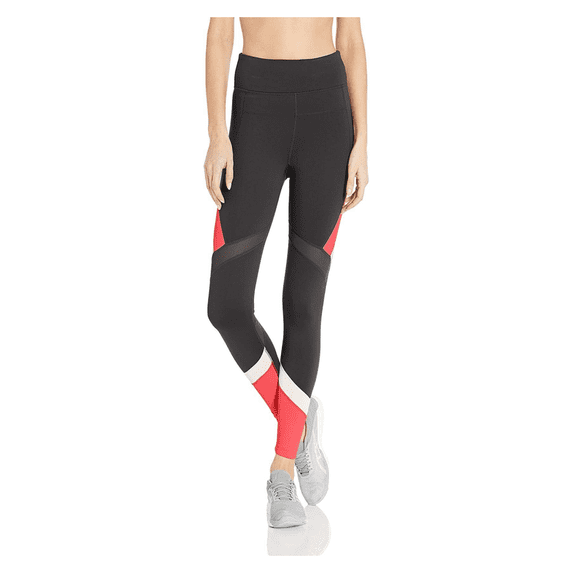 Calvin Klein Women's High Waist Colorblocked 7/8 Tight, Blood Orange Combo, L