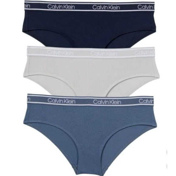 Calvin Klein Women's Hipster Underwear, 3-pack (US, Alpha, Small, Regular, Regular, Multi Blue)