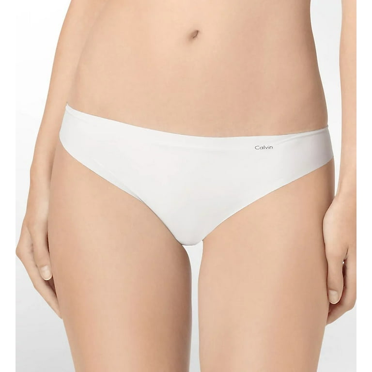 Calvin Klein Women's Invisibles Thong Panty, White, X-Small 