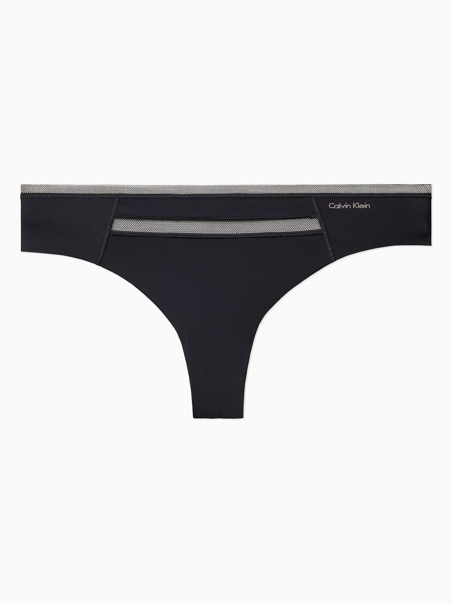 Calvin Klein Women's Invisibles with Mesh Thong, Bare, X-Small 