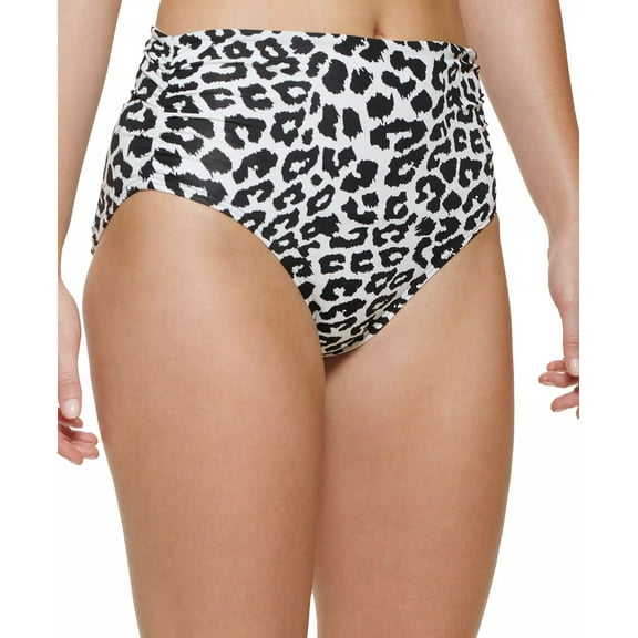Calvin Klein Women's Leopard Print No-Muffin-Top Convertible Bikini Bottoms Size XL