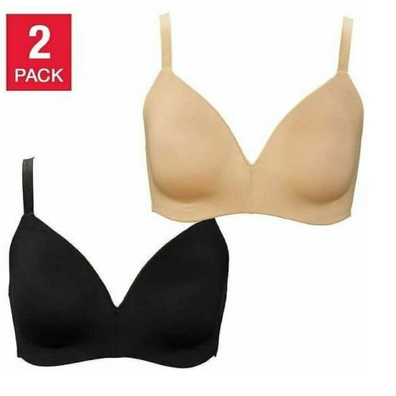 Calvin Klein Women's Lightly Lined Wire Free Bra 2 Pack, Black/Nude, XL - NEW