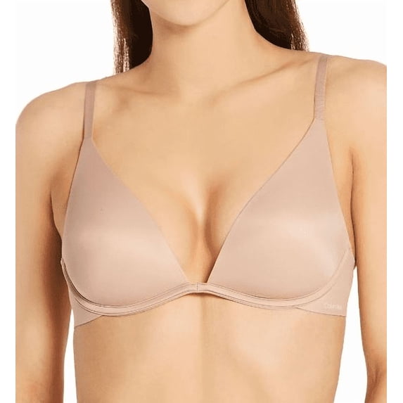 Calvin Klein Women's Liquid Touch Lightly Lined Plunge Bra in Beige (QF5913) | Size 32D Color: Cedar