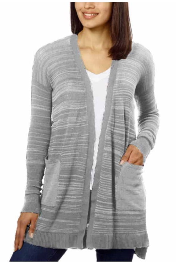 Women's Long Cardigan Sweater Gray Size Large