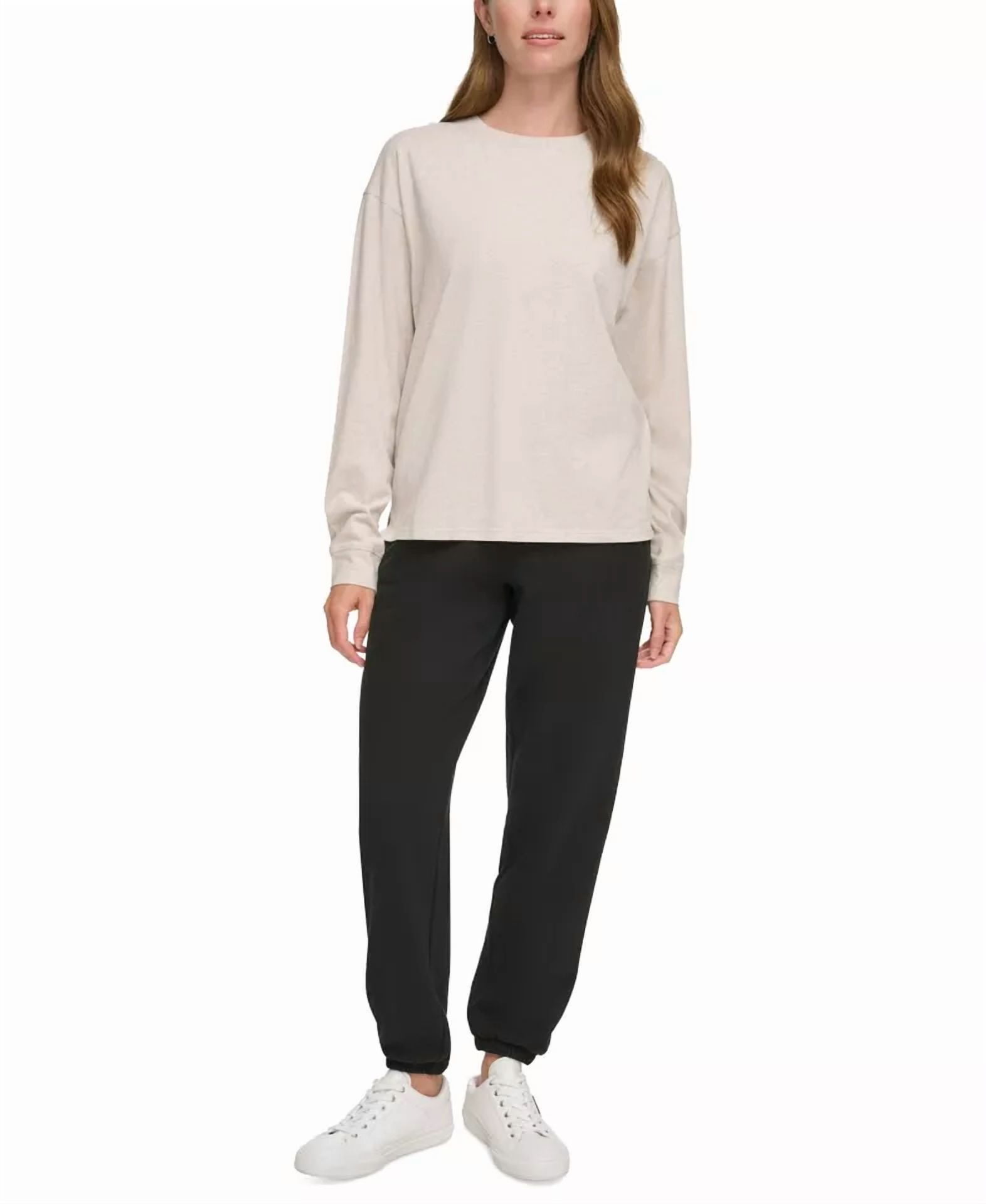 Calvin Klein Women's Long-Sleeve Crewneck T-Shirt, Cortado Heather, S