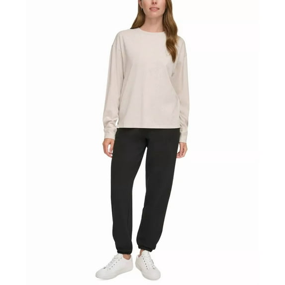 Calvin Klein Women's Long-Sleeve Crewneck T-Shirt, Cortado Heather, S