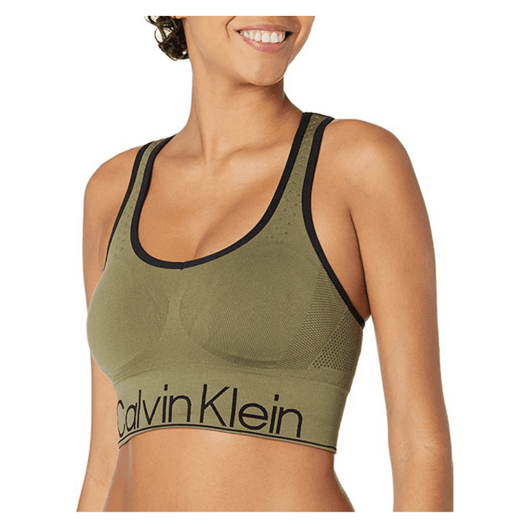 Calvin Klein Women's Mid Impact Sports Bra Green Size X-Small 
