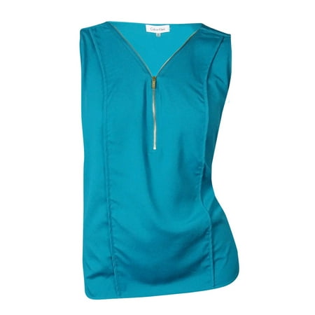 Calvin Klein Women's Mix-Media Zipper-Trim Top