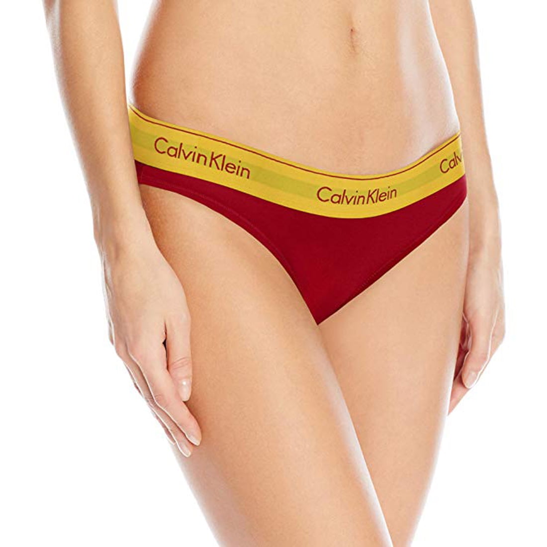 Calvin Klein Women's Modern Cotton Bikini Panty, Red/Gold, Small