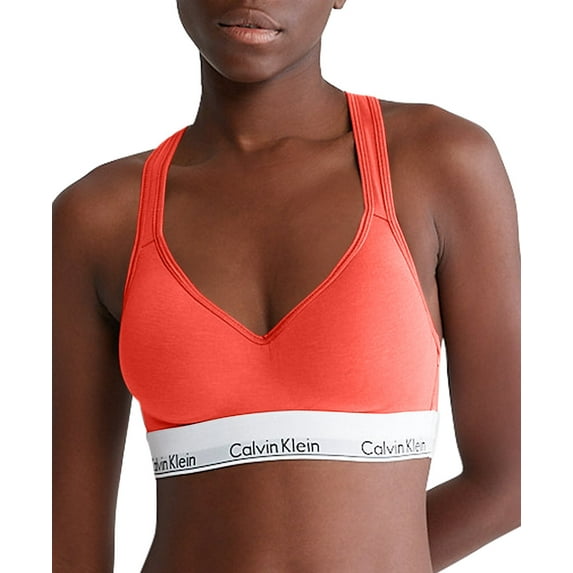 Calvin Klein Women's Modern Cotton Padded Bralette QF1654 - Calypso Coral, Size Medium