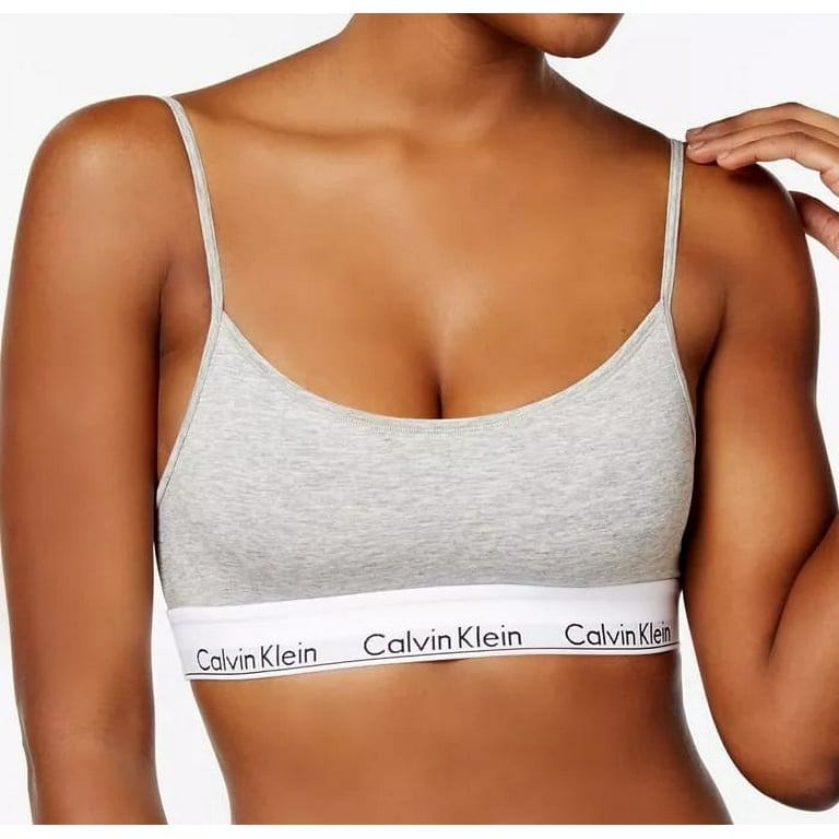 Calvin Klein Women's Modern Cotton Skinny Strap Bralette Grey, XL 40C 28D  36DD