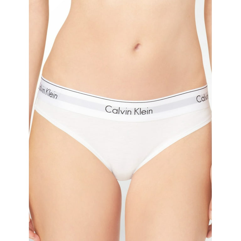 Calvin Klein Women's Modern Cotton Thong, White, Medium 