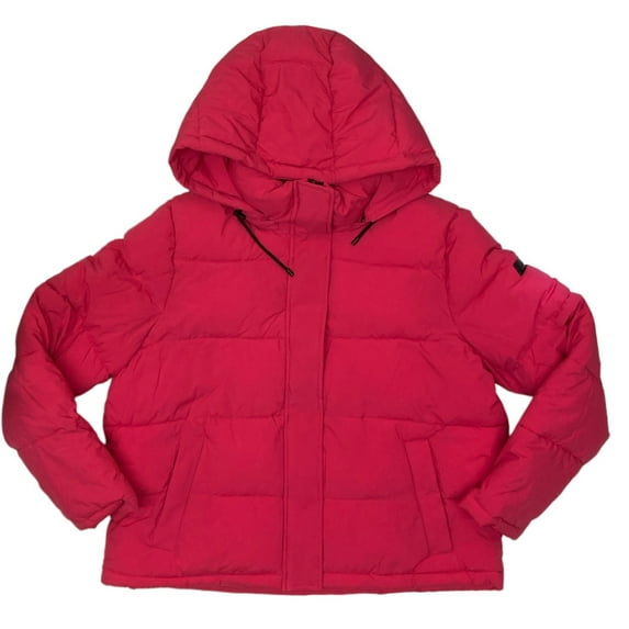 Calvin Klein Women's Modern Fit Water Resistant Hooded Puffer Jacket (Fuchsia, XL)