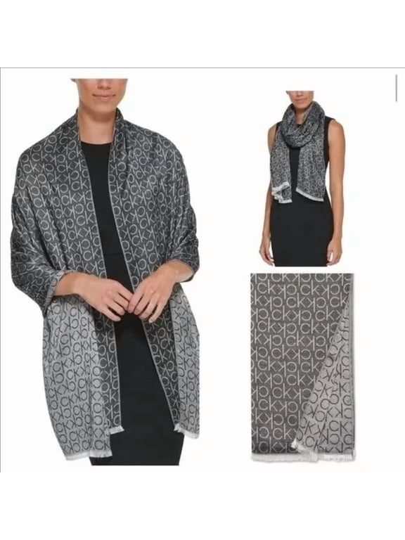 Women's Monogram CK Logo-Print Pashmina Wrap Scarf A1WS6683 Color "bsh"