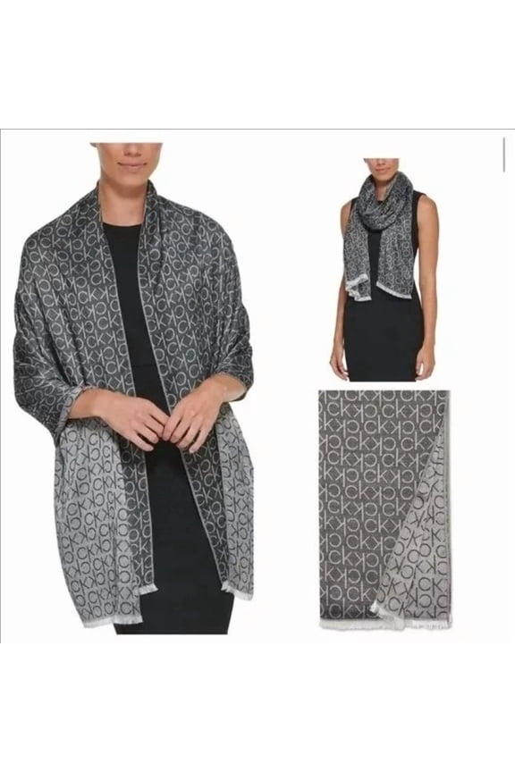 Women's Monogram CK Logo-Print Pashmina Wrap Scarf A1WS6683 Color "bsh"