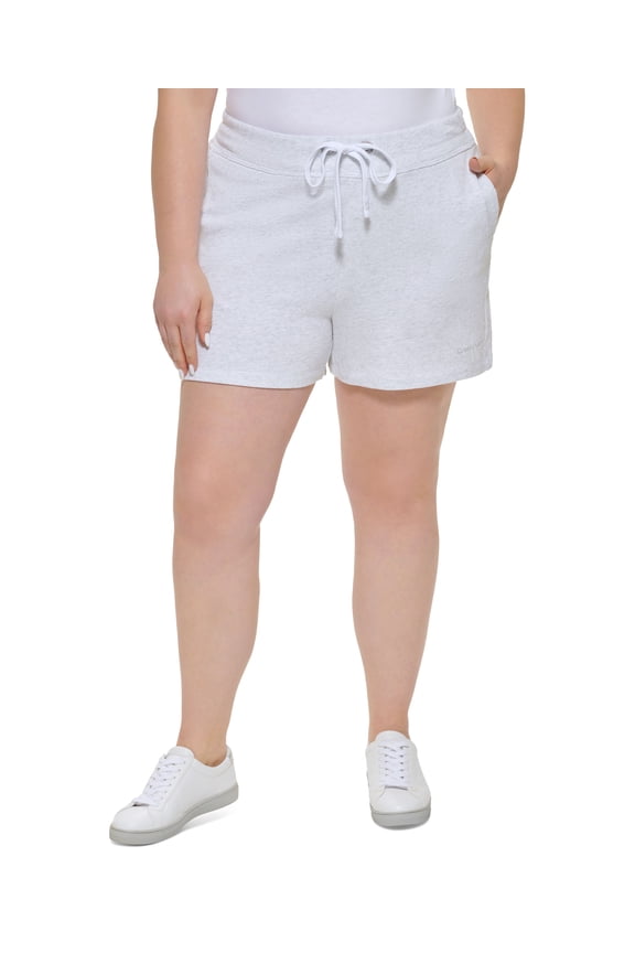 Jeans Trendy Plus Size Monogram Logo Shorts Optic Heather 1X