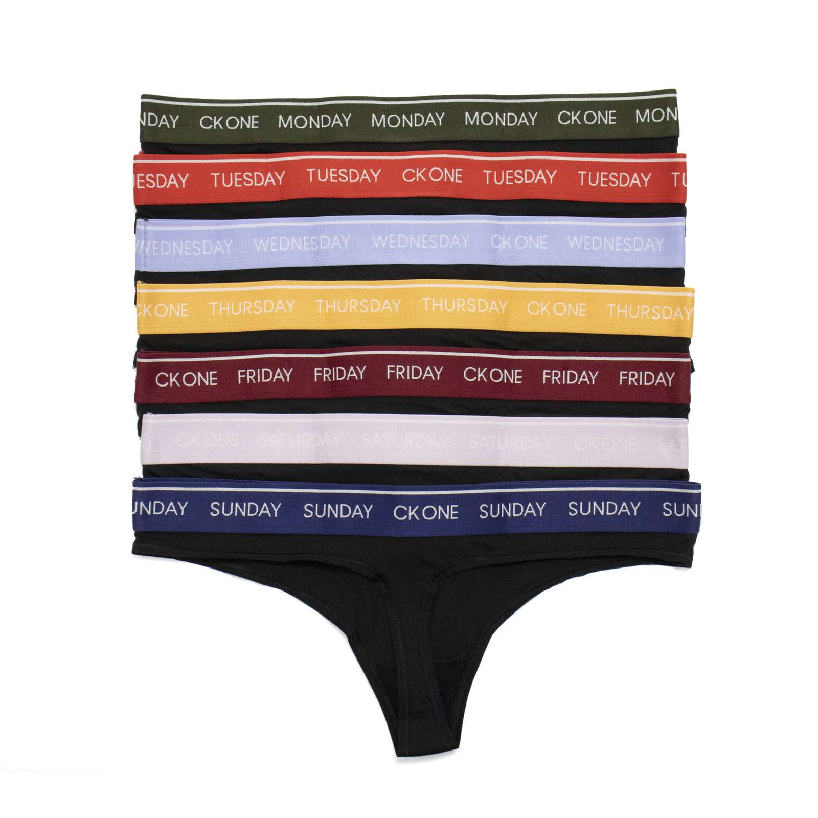 Buy Calvin Klein Women's CK One Days of The Week Thong 7 Pack, Black, S at