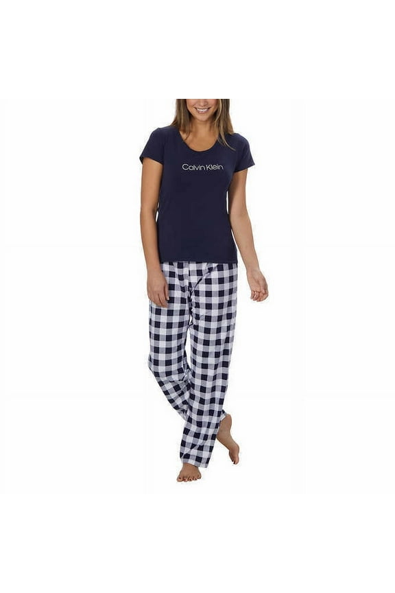 Women's Pajama Set 2 Piece  (Blue Dots, Small)