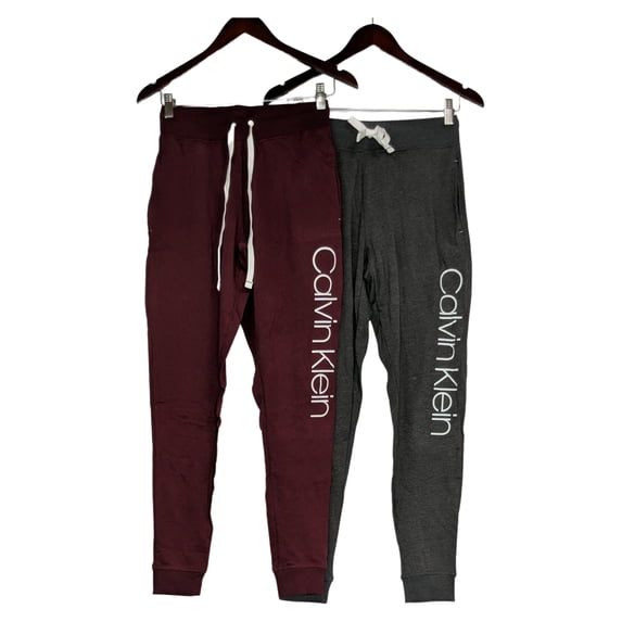 Calvin Klein Women's 2 Pack French Terry Joggers Size: XS, Color: Grey/Deep Maroon