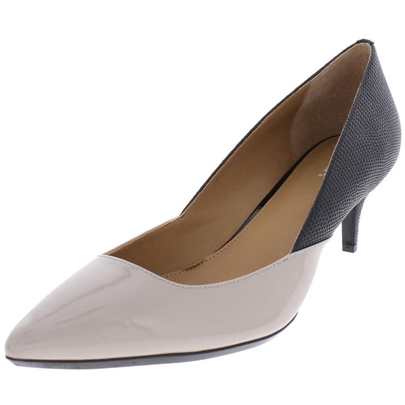 Calvin Klein Women's Patna Patent Pointed Toe Dress Heel Shoe Beige Size 6.5