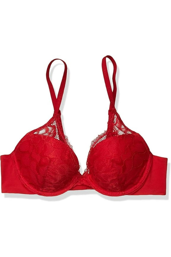 Women's Perfectly Fit Etched Lace Lightly Lined Plunge Bra, Temper, 38D