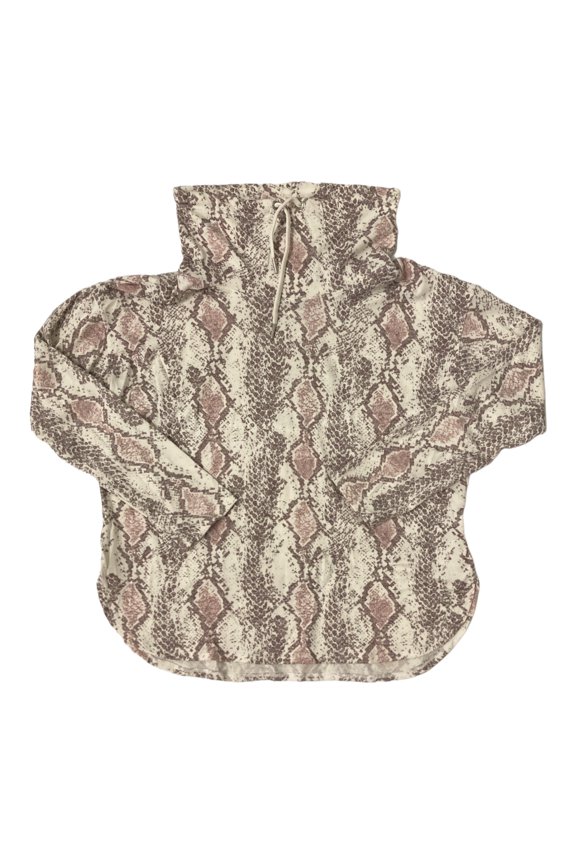 Women's Performance Cowl Neck Rounded Hem Long Sleeve Top (Python, L)