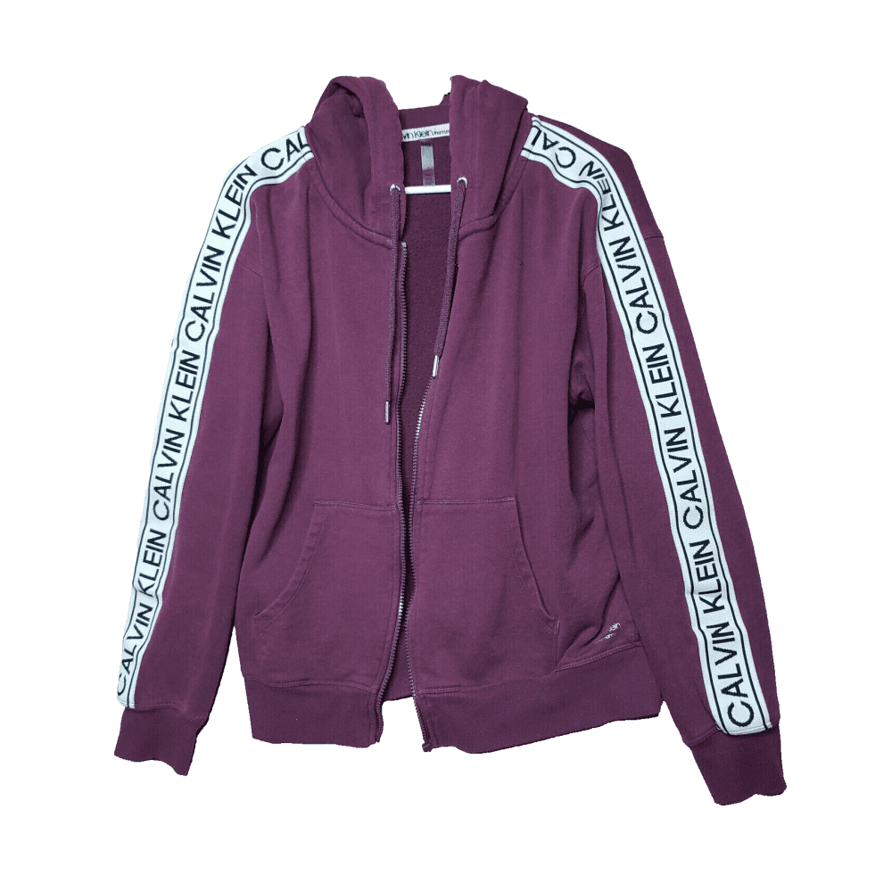 Calvin Klein Women's Performance Logo Tape Zip Hoodie , Wine
