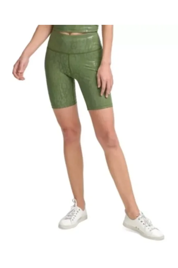 Women's Performance Printed Bike Shorts Green Animal Print Small