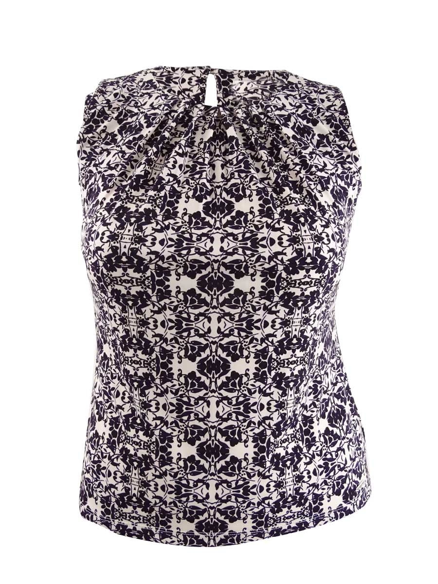 Calvin Klein Women's Petite Printed Sleeveless Top (PS, Night Multi)