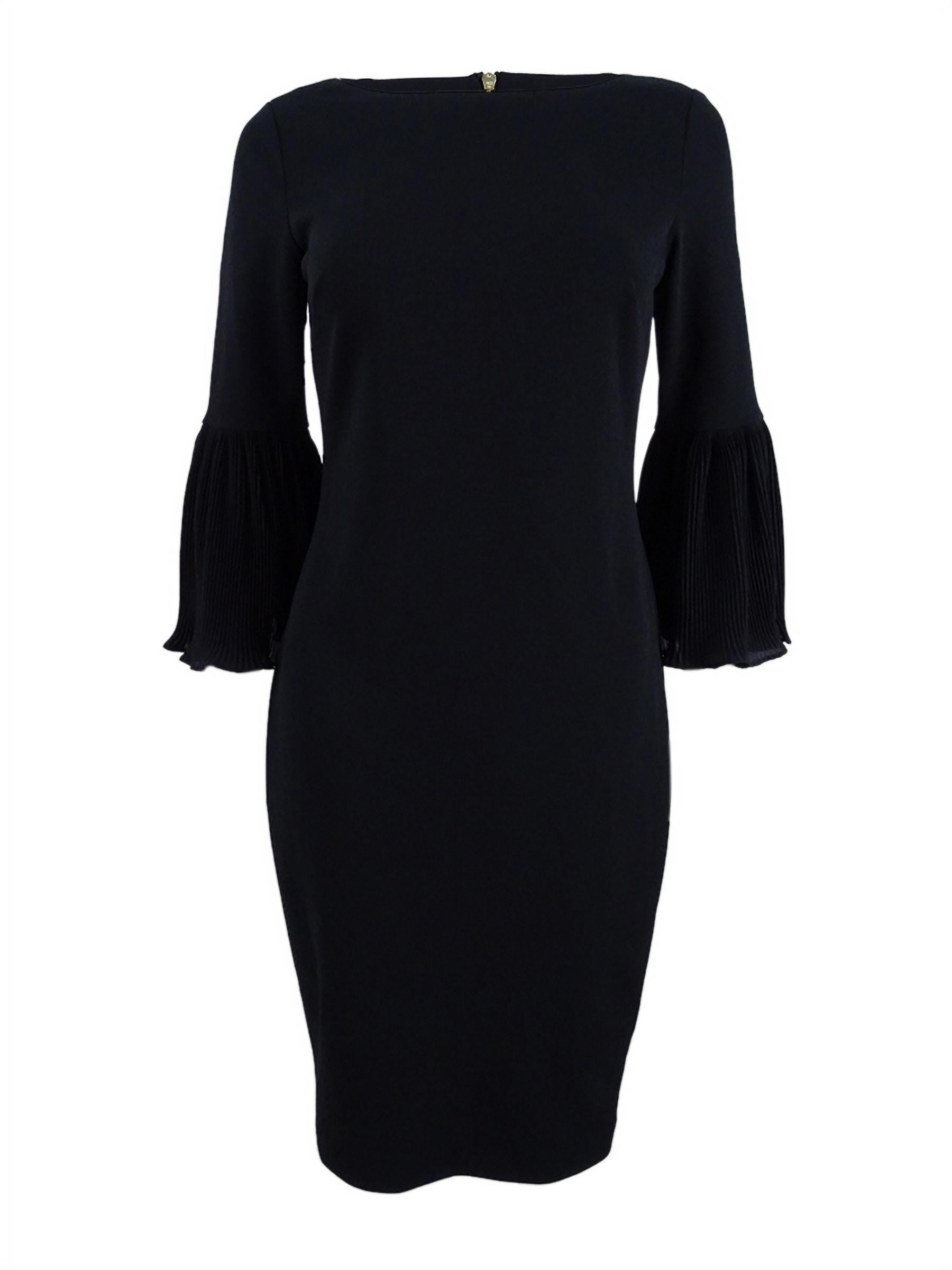 Calvin Klein Women's Pleated Bell-Sleeve Dress (4, Black