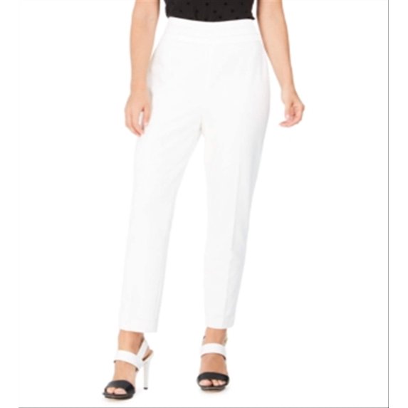 Calvin Klein Women's Pleated Waist Slim Fit Dress Pants White Size 4