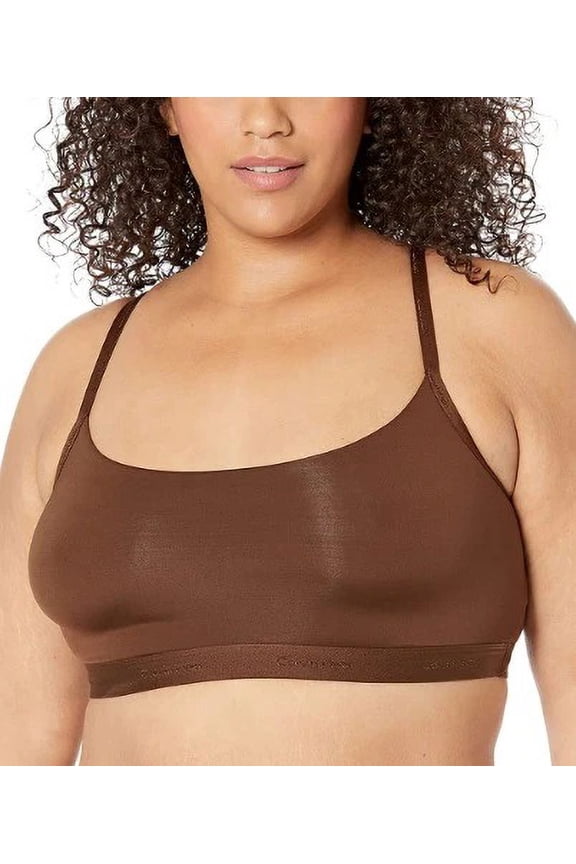 Women's Plus Form to Body Unlined Bralette, Umber, 1X.