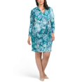 thumbnail image 1 of Calvin Klein Women's Plus Wrap Front Printed Sheath Mini Dress (Green, 16W), 1 of 5