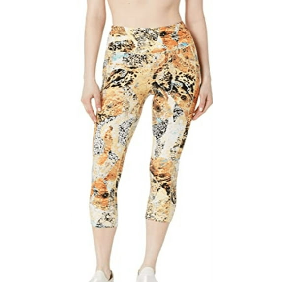 Calvin Klein Women's Print High Waist Crop Tight Legging, Carbonate Daffofil, S