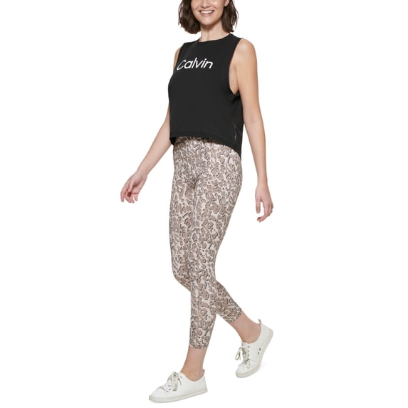 Calvin Klein Women's Printed High Rise 7/8 Leggings Brown Size Medium