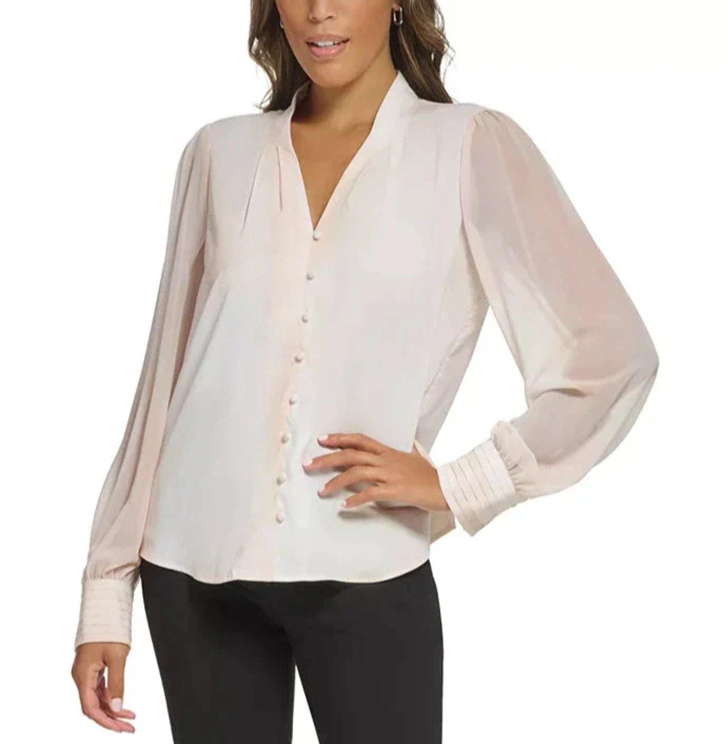 Calvin Klein Women s Printed Long Sleeve Blouse Walmart